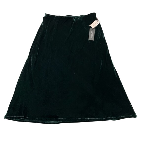 Rachel Zoe Midi Skirt Womens 10 Green Velvet A Line Elastic Waist Midi Holiday - Picture 1 of 8